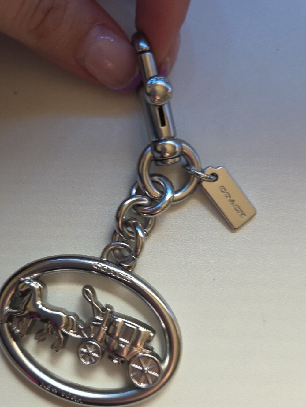 Coach Silver-Tone Horse & Carriage Key Charm - Picture 3 of 5